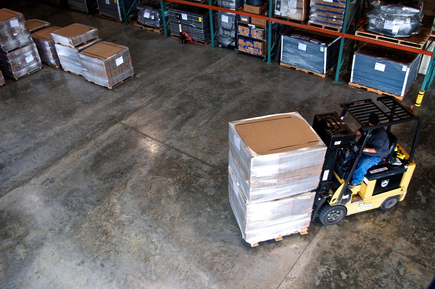 Cartons and pallets stacked for distribution